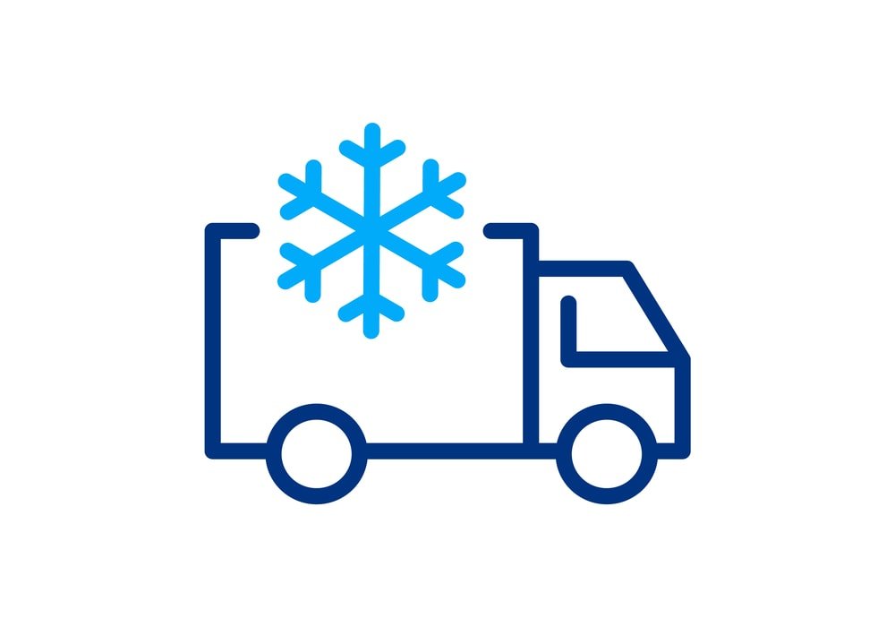 Temperature-controlled refrigerated truck icon for cold chain logistics and refrigerated freight transportation